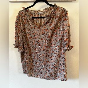 Ruffle Puff Sleeve Floral Blouse